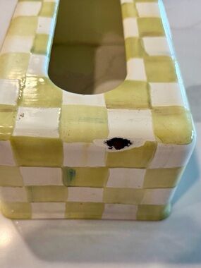 Parchment Check Ceramic Tissue Box Cover by Mackenzie-Childs